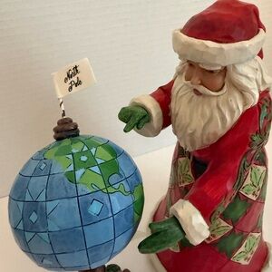 Jim Shore “Joy is in the Journey” Christmas Santa with globe 2 pieces